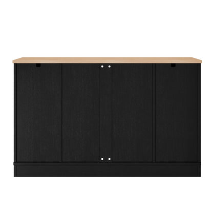 TREXM Multi - Functional Storage Sideboard, Extendable Dining Table, Adjustable Shelves, 3 - Tier Pull - Out Rack, Kitchen Island Storage for Kitchen, Dining Room, Living Room (Black) - 1st Choice Furniture Direct