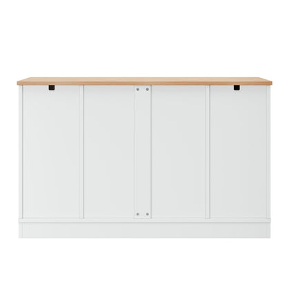 TREXM Multi - Functional Storage Sideboard, Extendable Dining Table, Adjustable Shelves, 3 - Tier Pull - Out Rack, Kitchen Island Storage for Kitchen, Dining Room, Living Room (White) - 1st Choice Furniture Direct