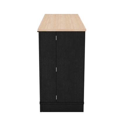 TREXM Multi - Functional Storage Sideboard, Extendable Dining Table, Adjustable Shelves, 3 - Tier Pull - Out Rack, Kitchen Island Storage for Kitchen, Dining Room, Living Room (Black) - 1st Choice Furniture Direct