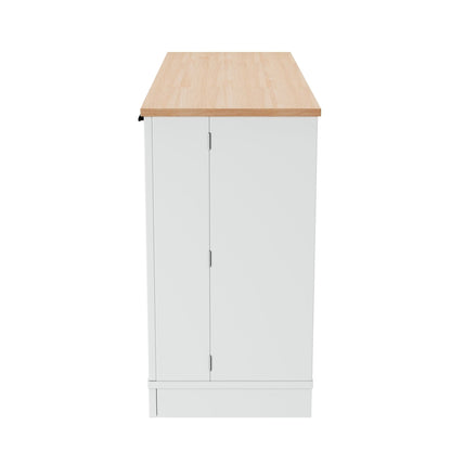 TREXM Multi - Functional Storage Sideboard, Extendable Dining Table, Adjustable Shelves, 3 - Tier Pull - Out Rack, Kitchen Island Storage for Kitchen, Dining Room, Living Room (White) - 1st Choice Furniture Direct
