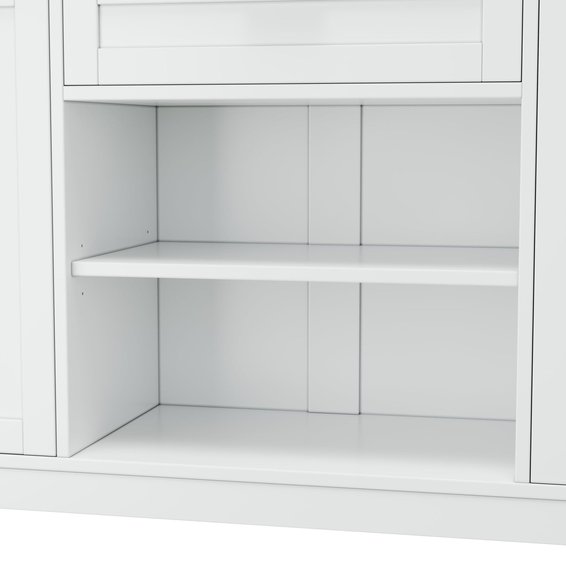 TREXM Multi - Functional Storage Sideboard, Extendable Dining Table, Adjustable Shelves, 3 - Tier Pull - Out Rack, Kitchen Island Storage for Kitchen, Dining Room, Living Room (White) - 1st Choice Furniture Direct