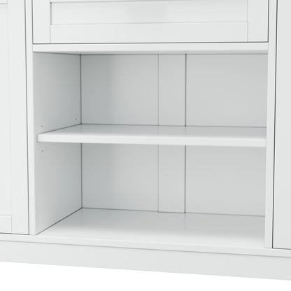TREXM Multi - Functional Storage Sideboard, Extendable Dining Table, Adjustable Shelves, 3 - Tier Pull - Out Rack, Kitchen Island Storage for Kitchen, Dining Room, Living Room (White) - 1st Choice Furniture Direct