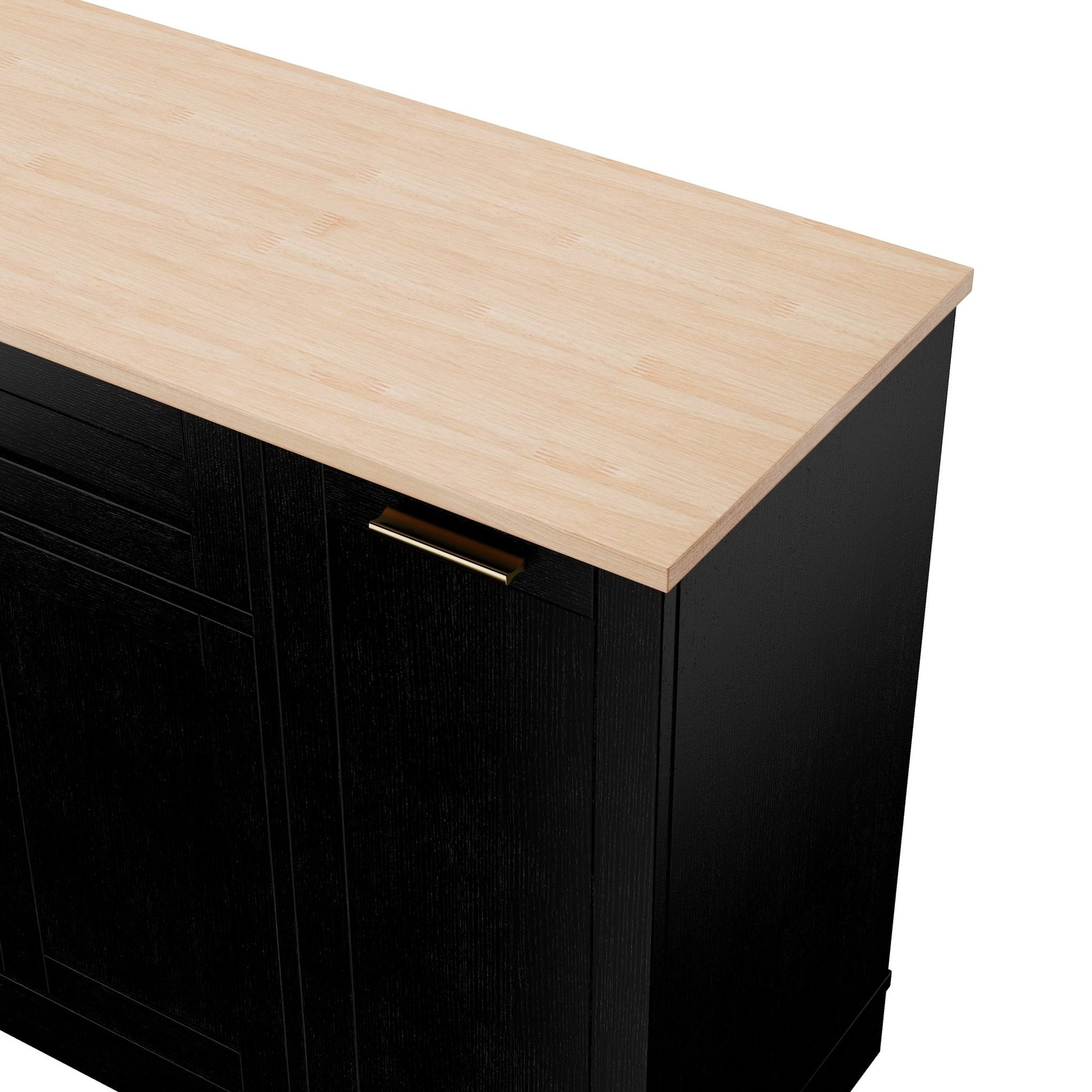 TREXM Multi - Functional Storage Sideboard, Extendable Dining Table, Adjustable Shelves, 3 - Tier Pull - Out Rack, Kitchen Island Storage for Kitchen, Dining Room, Living Room (Black) - 1st Choice Furniture Direct