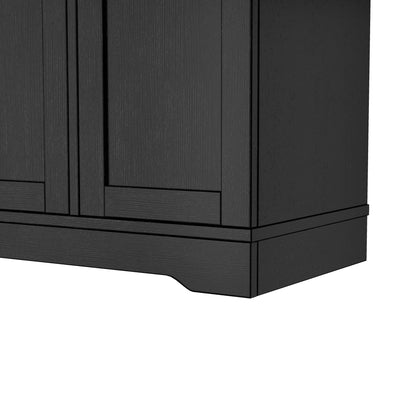 TREXM Multi - Functional Storage Sideboard, Extendable Dining Table, Adjustable Shelves, 3 - Tier Pull - Out Rack, Kitchen Island Storage for Kitchen, Dining Room, Living Room (Black) - 1st Choice Furniture Direct