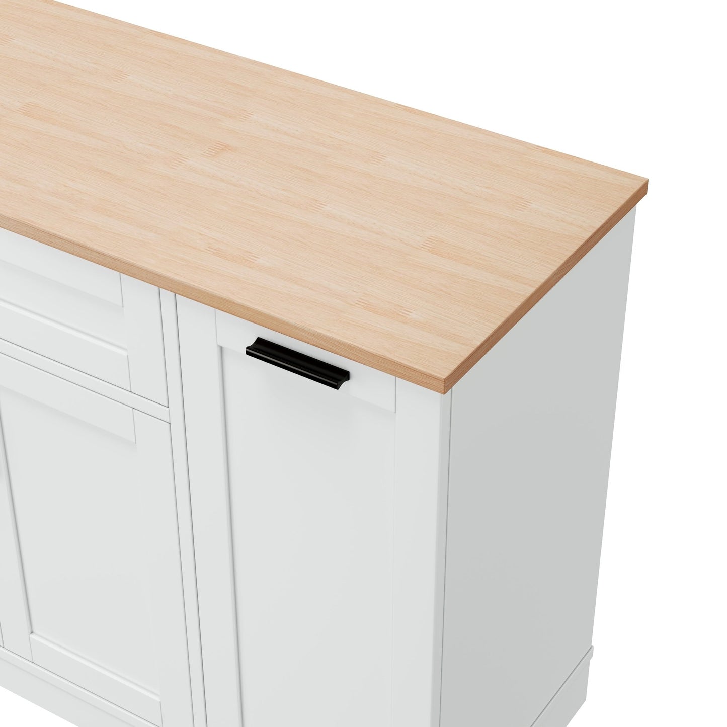 TREXM Multi - Functional Storage Sideboard, Extendable Dining Table, Adjustable Shelves, 3 - Tier Pull - Out Rack, Kitchen Island Storage for Kitchen, Dining Room, Living Room (White) - 1st Choice Furniture Direct