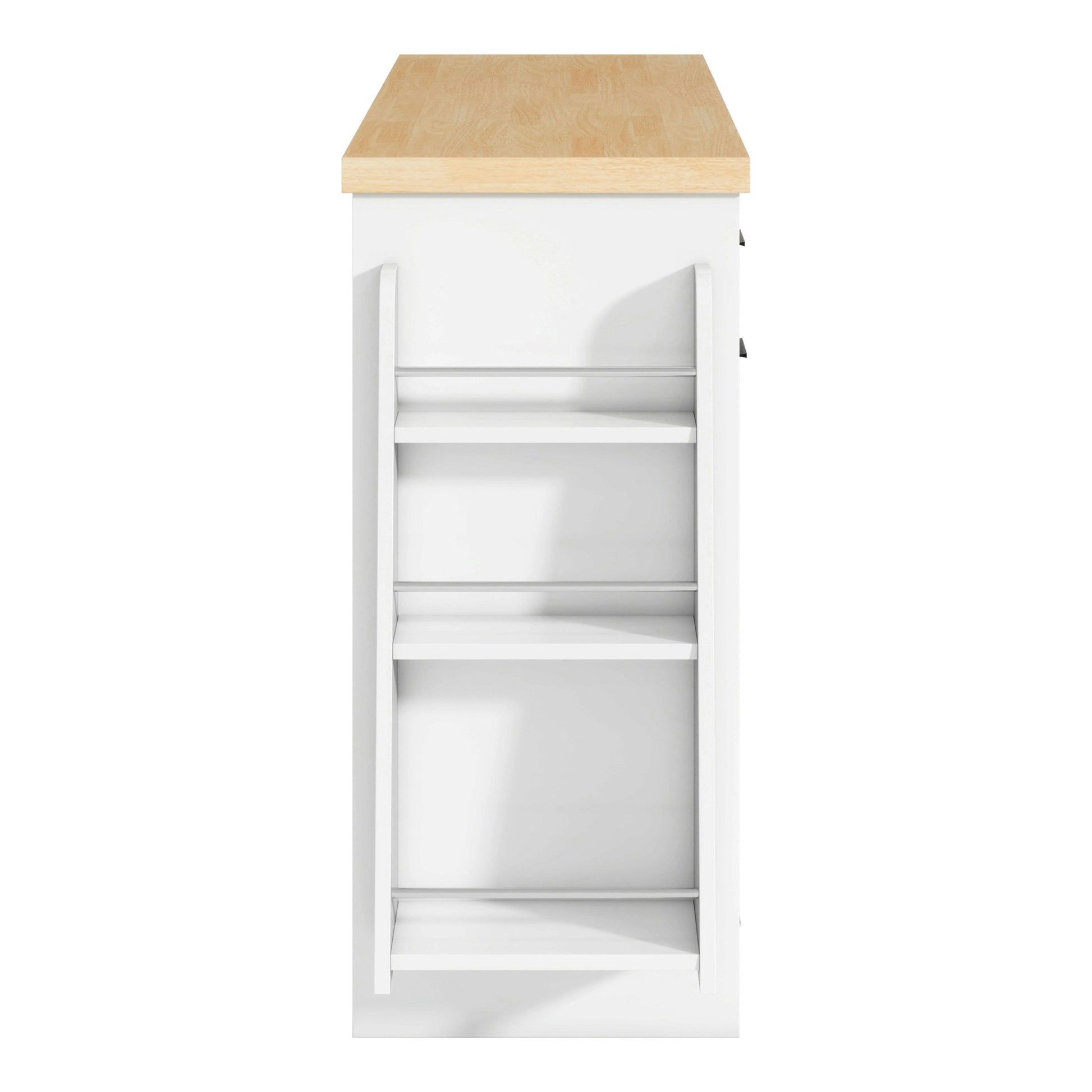 TREXM Multi - Functional Storage Sideboard, Trash Can Storage, Sliding Door Cabinet & 3 - Tier Spice Rack,Kitchen Island Table for Kitchen, Dining Room (White) - 1st Choice Furniture Direct