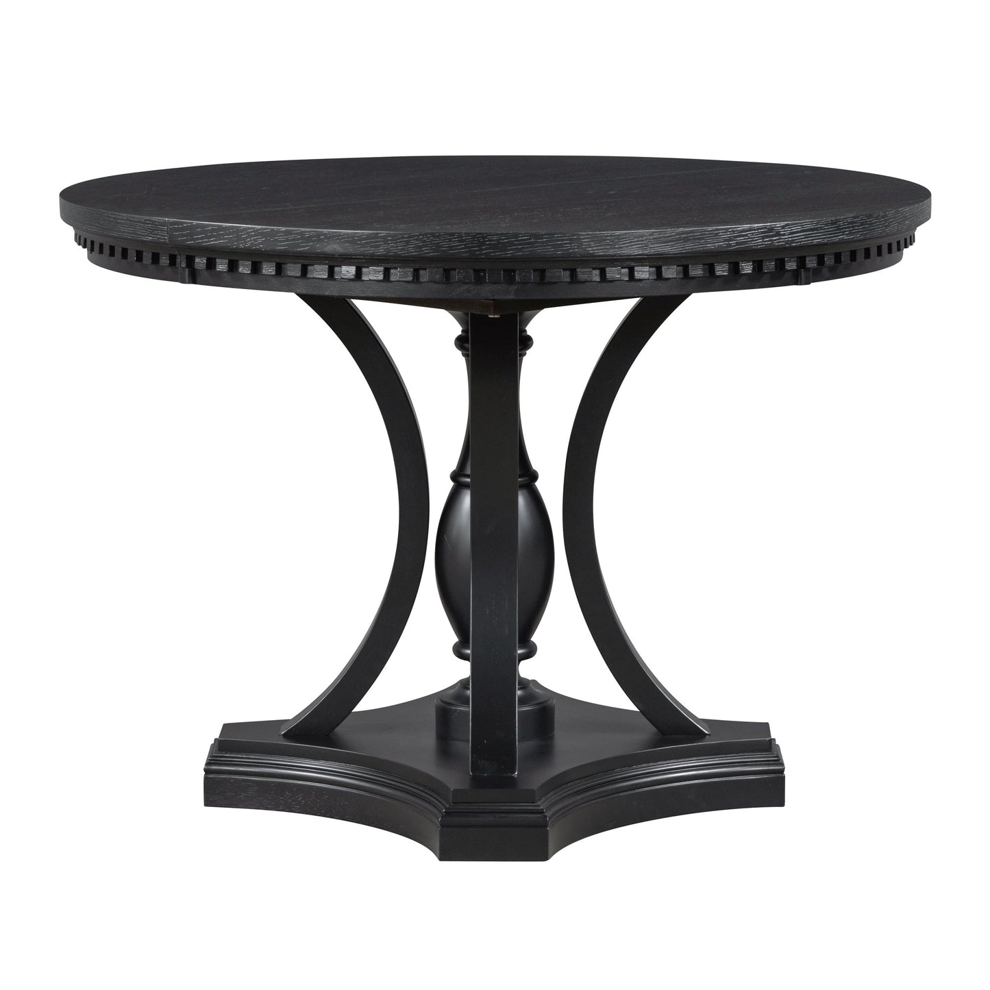 TREXM Retro 5 - piece Dining Set Extendable Round Table and 4 Chairs for Kitchen Dining Room(BLACK OAK) - 1st Choice Furniture Direct