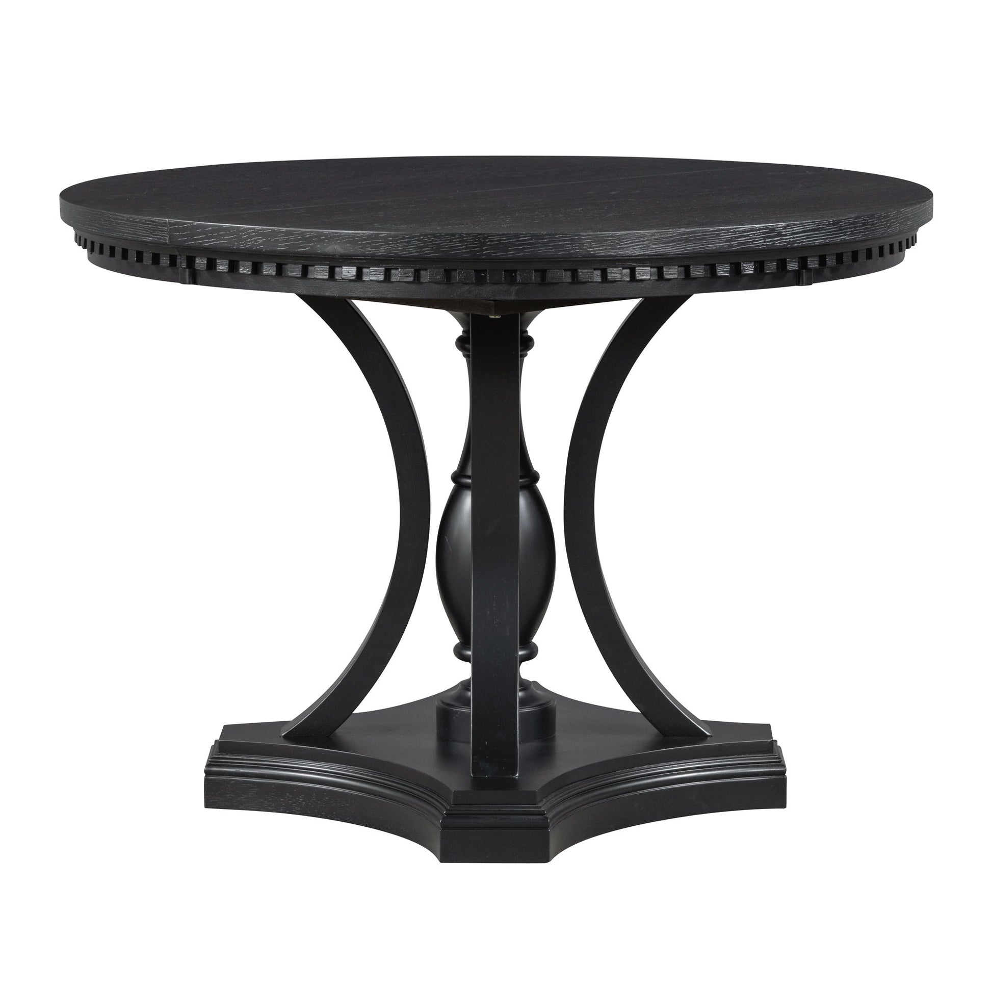 TREXM Retro 5 - piece Dining Set Extendable Round Table and 4 Chairs for Kitchen Dining Room(BLACK OAK) - 1st Choice Furniture Direct