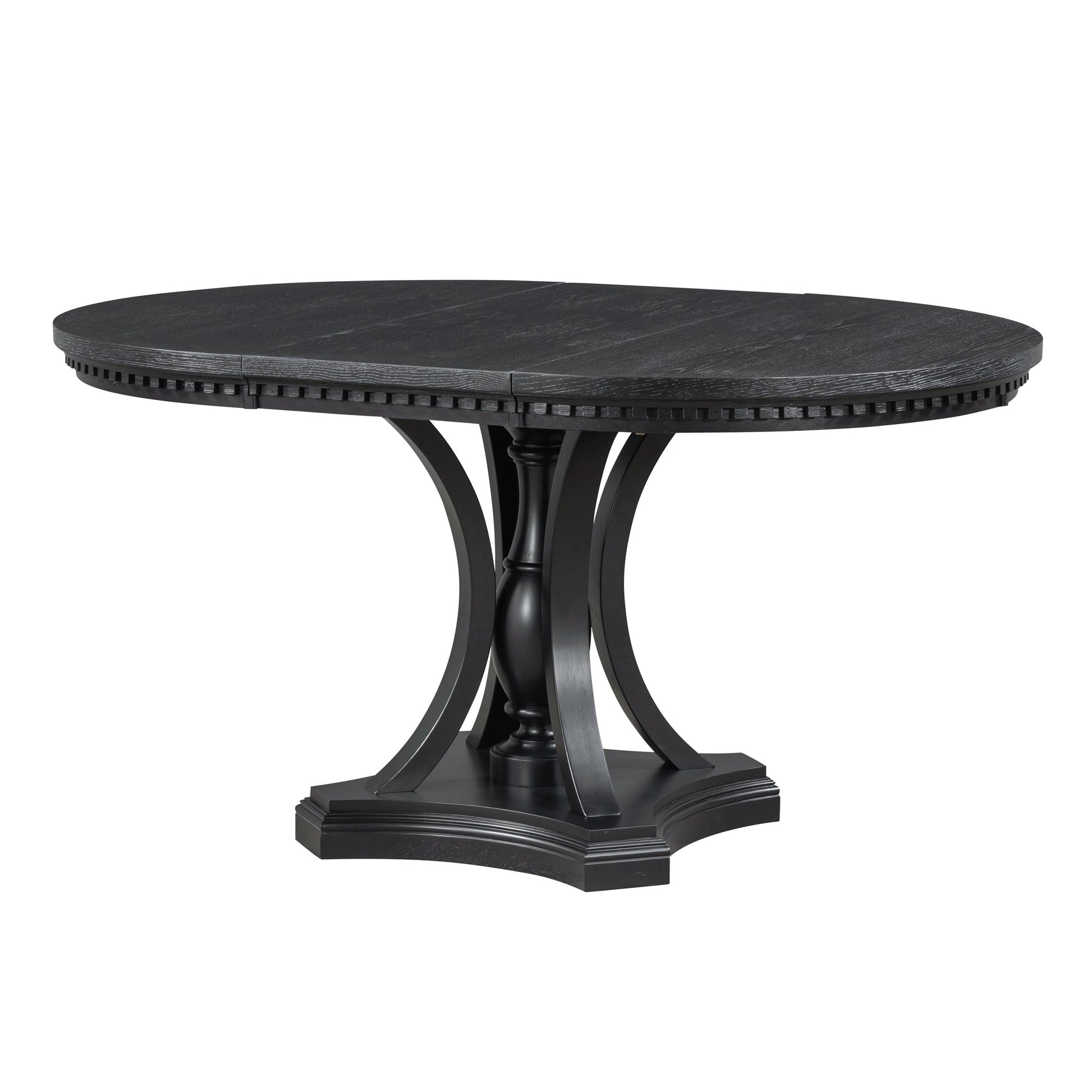 TREXM Retro 5 - piece Dining Set Extendable Round Table and 4 Chairs for Kitchen Dining Room(BLACK OAK) - 1st Choice Furniture Direct