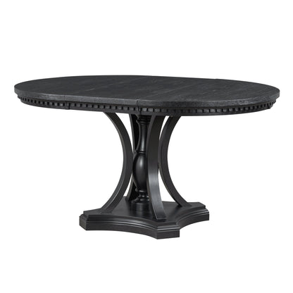 TREXM Retro 5 - piece Dining Set Extendable Round Table and 4 Chairs for Kitchen Dining Room(BLACK OAK) - 1st Choice Furniture Direct