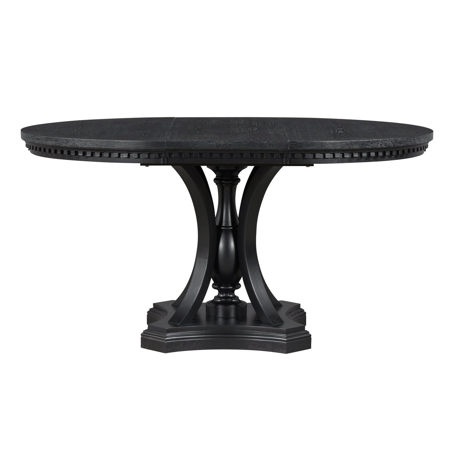 TREXM Retro 5 - piece Dining Set Extendable Round Table and 4 Chairs for Kitchen Dining Room(BLACK OAK) - 1st Choice Furniture Direct