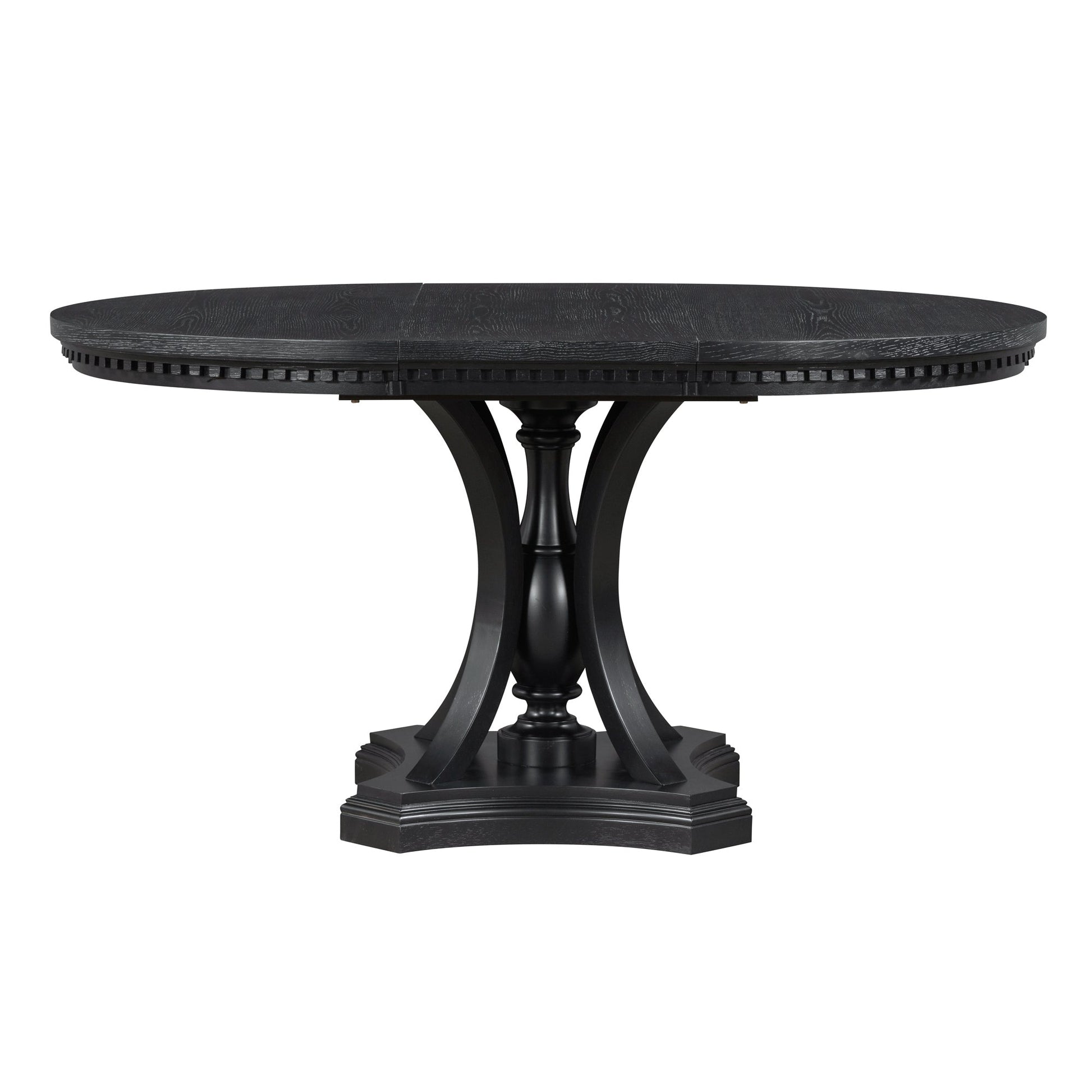 TREXM Retro 5 - piece Dining Set Extendable Round Table and 4 Chairs for Kitchen Dining Room(BLACK OAK) - 1st Choice Furniture Direct