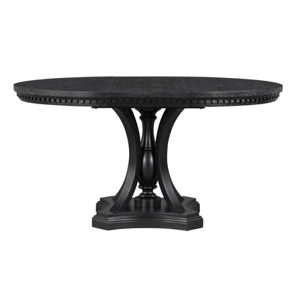 TREXM Retro 5 - piece Dining Set Extendable Round Table and 4 Chairs for Kitchen Dining Room(BLACK OAK) - 1st Choice Furniture Direct