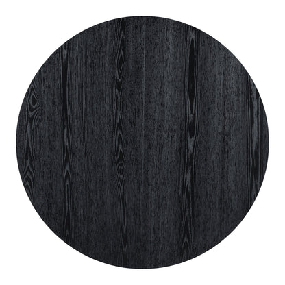 TREXM Retro 5 - piece Dining Set Extendable Round Table and 4 Chairs for Kitchen Dining Room(BLACK OAK) - 1st Choice Furniture Direct