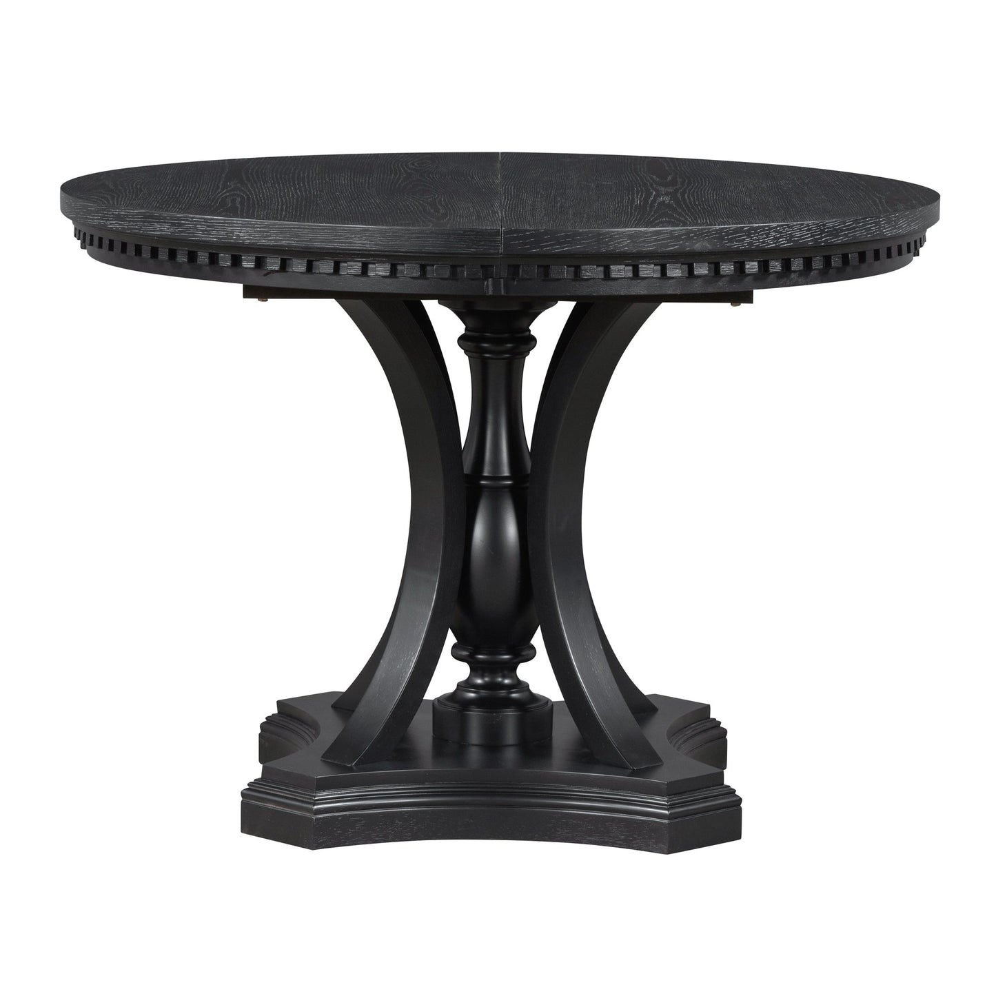 TREXM Retro 5 - piece Dining Set Extendable Round Table and 4 Chairs for Kitchen Dining Room(BLACK OAK) - 1st Choice Furniture Direct