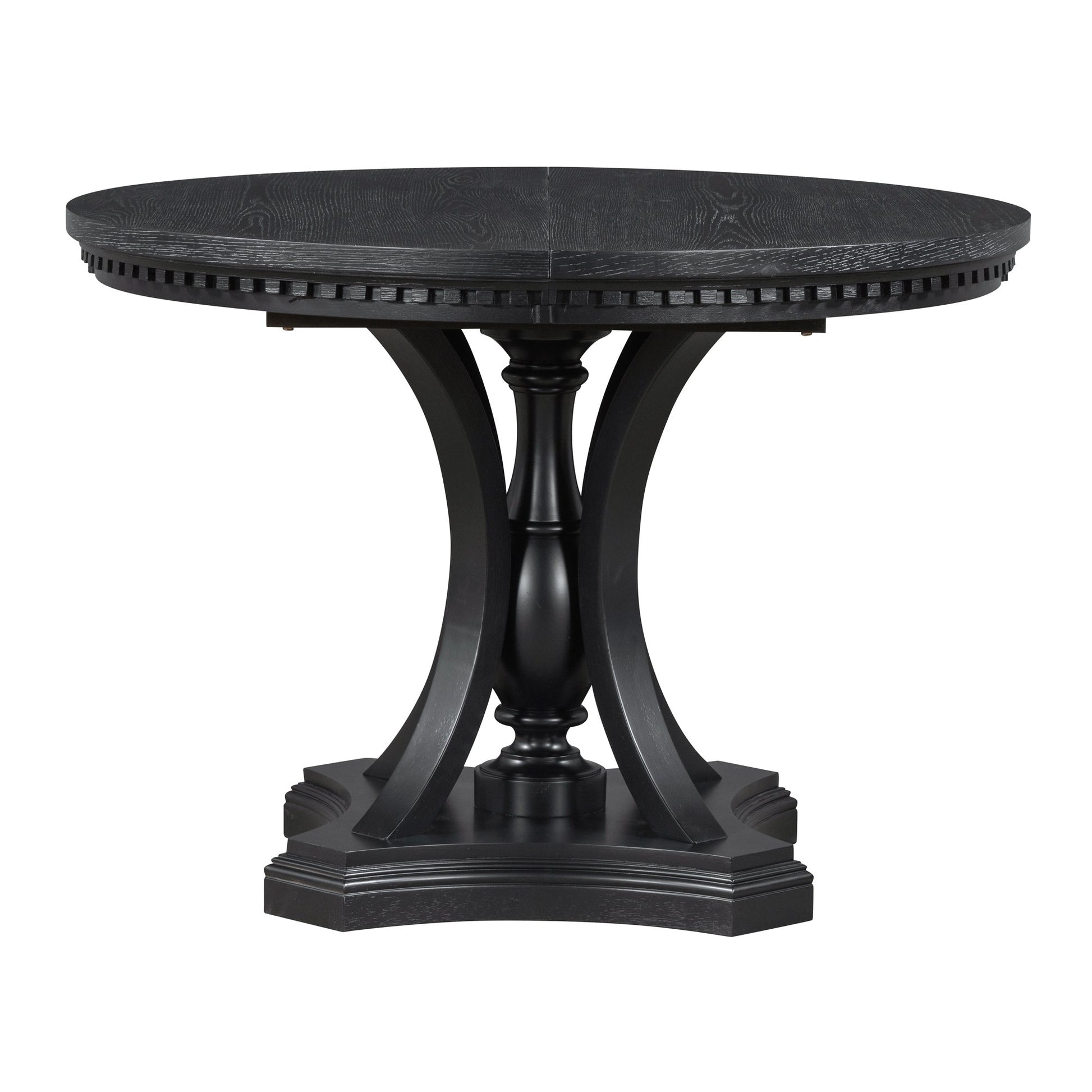 TREXM Retro 5 - piece Dining Set Extendable Round Table and 4 Chairs for Kitchen Dining Room(BLACK OAK) - 1st Choice Furniture Direct