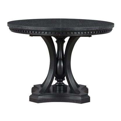 TREXM Retro 5 - piece Dining Set Extendable Round Table and 4 Chairs for Kitchen Dining Room(BLACK OAK) - 1st Choice Furniture Direct