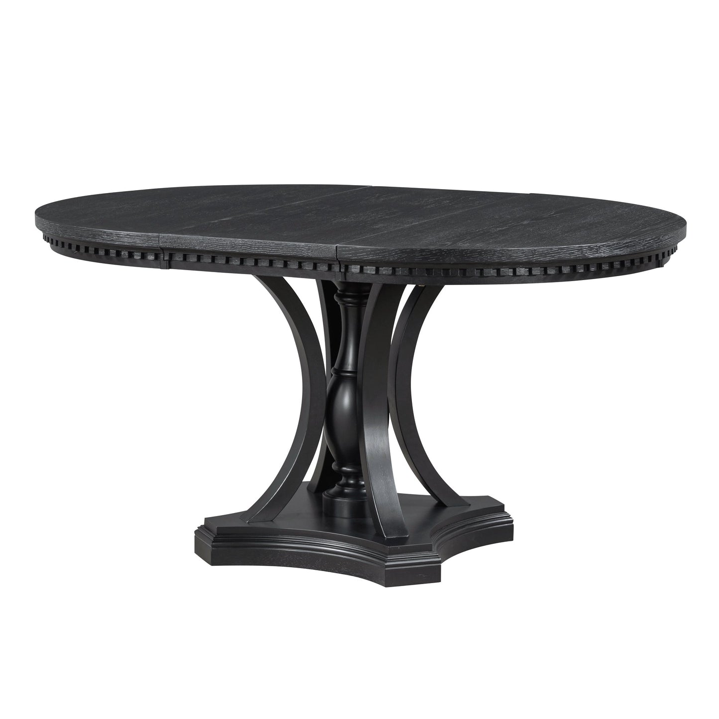 TREXM Retro 5 - piece Dining Set Extendable Round Table and 4 Chairs for Kitchen Dining Room(BLACK OAK) - 1st Choice Furniture Direct
