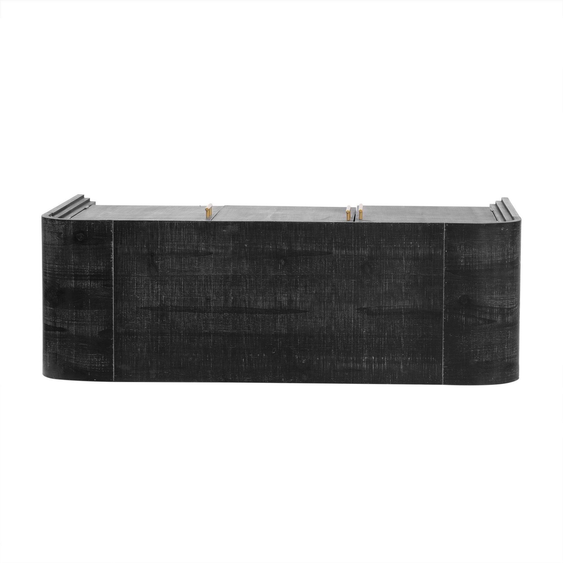 TREXM Retro Minimalist Curved Sideboard with Gold Handles and Adjustable Dividers for Living Room or Dining Room (Antique Black) - 1st Choice Furniture Direct