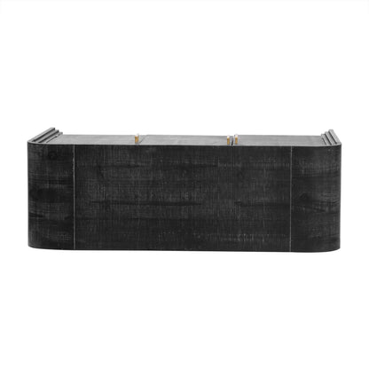 TREXM Retro Minimalist Curved Sideboard with Gold Handles and Adjustable Dividers for Living Room or Dining Room (Antique Black) - 1st Choice Furniture Direct
