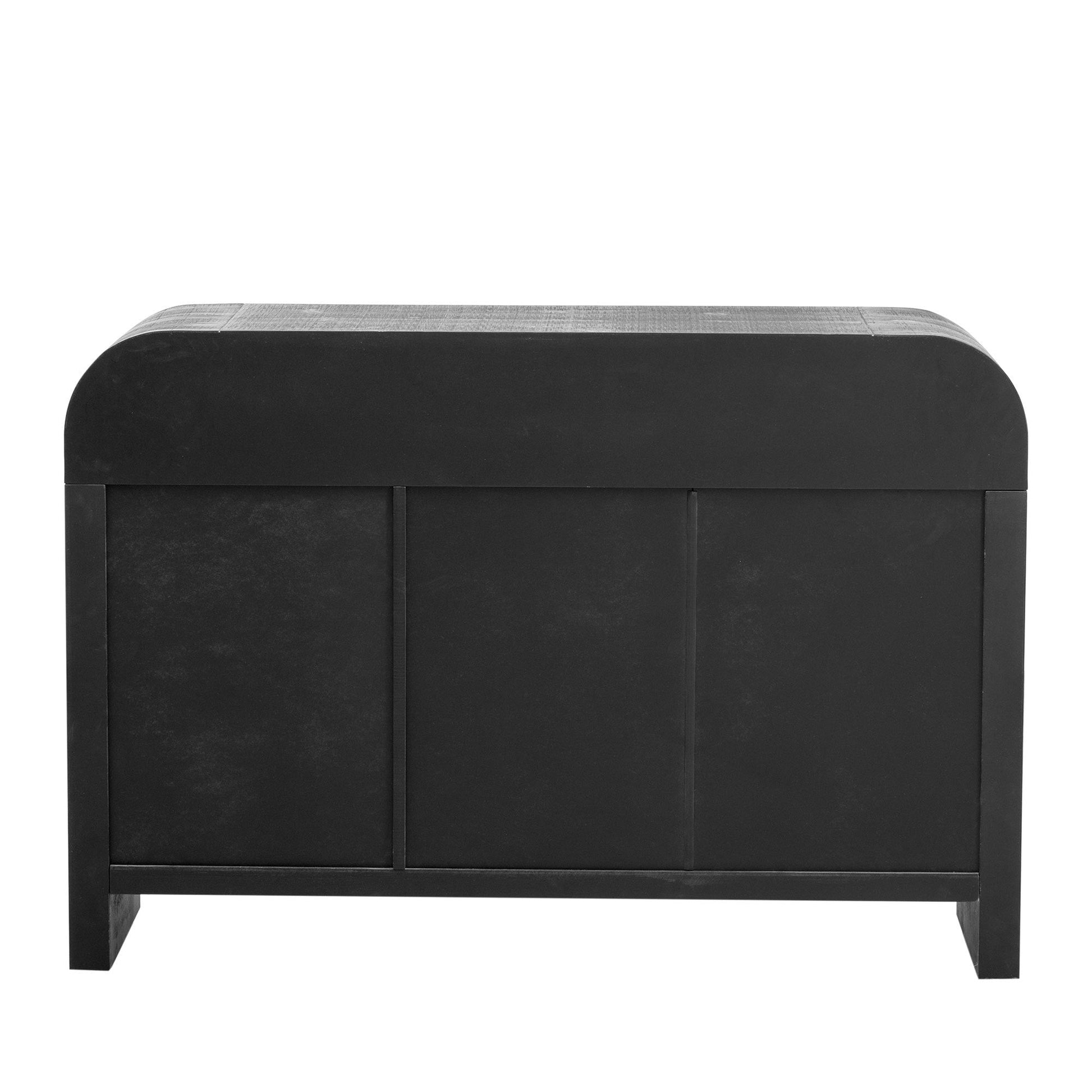 TREXM Retro Minimalist Curved Sideboard with Gold Handles and Adjustable Dividers for Living Room or Dining Room (Antique Black) - 1st Choice Furniture Direct