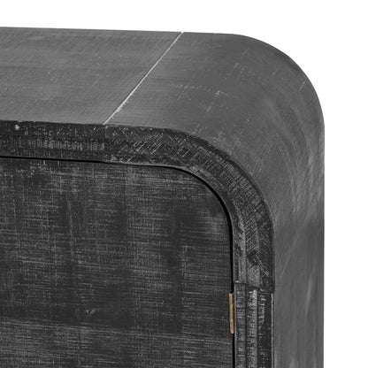 TREXM Retro Minimalist Curved Sideboard with Gold Handles and Adjustable Dividers for Living Room or Dining Room (Antique Black) - 1st Choice Furniture Direct