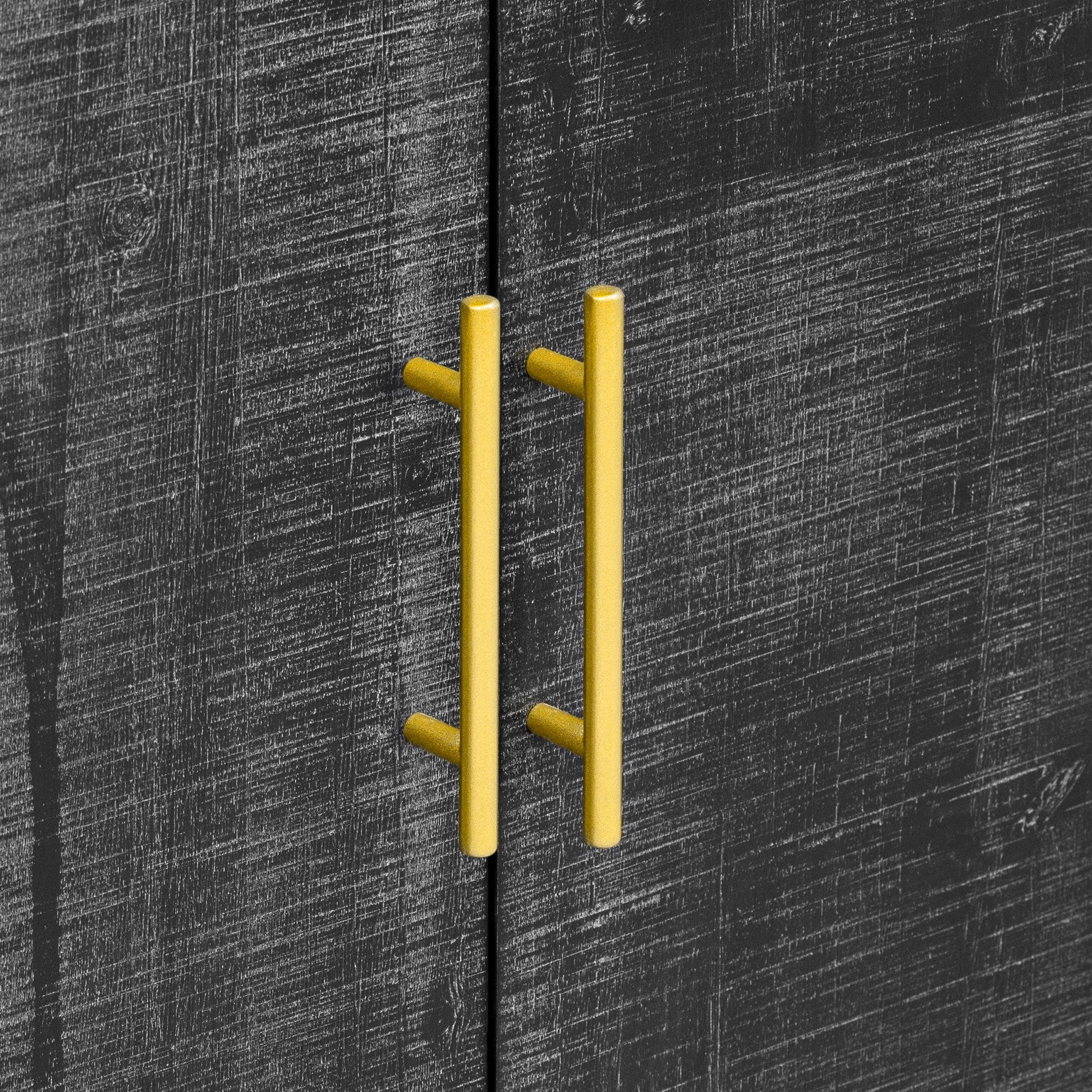 TREXM Retro Minimalist Curved Sideboard with Gold Handles and Adjustable Dividers for Living Room or Dining Room (Antique Black) - 1st Choice Furniture Direct