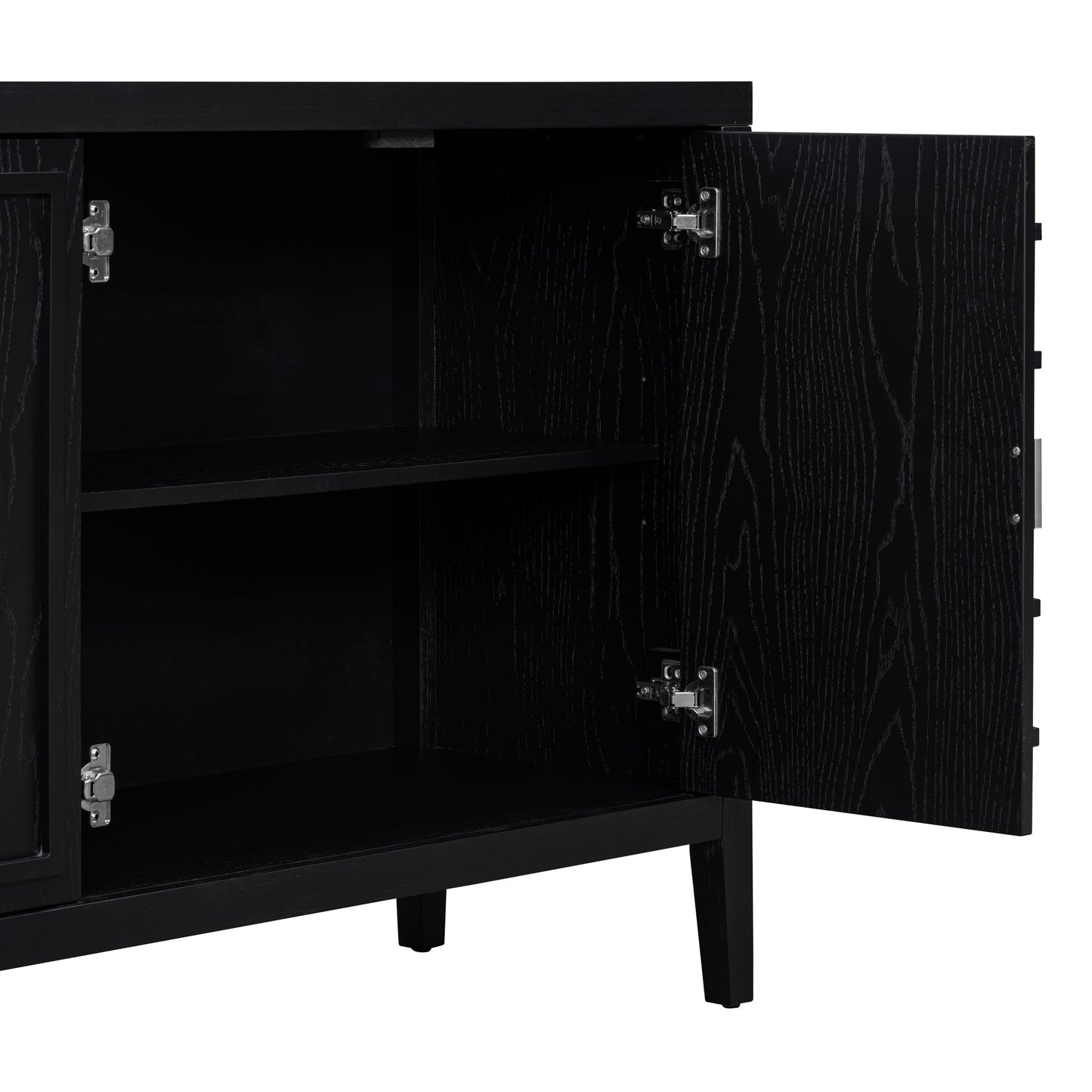 TREXM Retro Sideboard door with Circular Groove Design Round Metal Door Handle for Entrance, Dinning Room, Living Room (Black) - 1st Choice Furniture Direct
