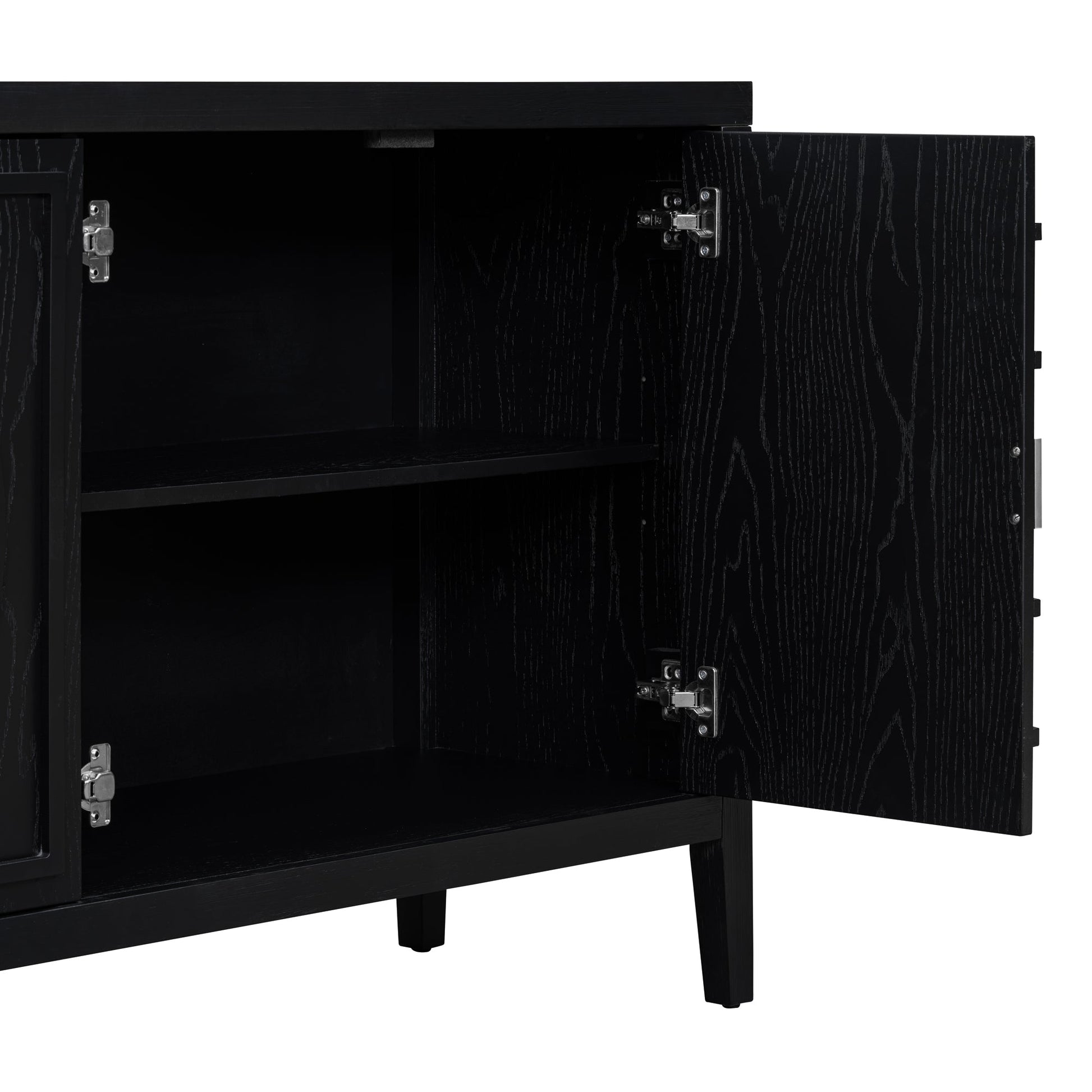 TREXM Retro Sideboard door with Circular Groove Design Round Metal Door Handle for Entrance, Dinning Room, Living Room (Black) - 1st Choice Furniture Direct