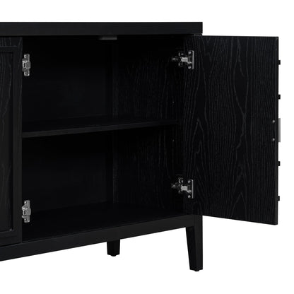 TREXM Retro Sideboard door with Circular Groove Design Round Metal Door Handle for Entrance, Dinning Room, Living Room (Black) - 1st Choice Furniture Direct