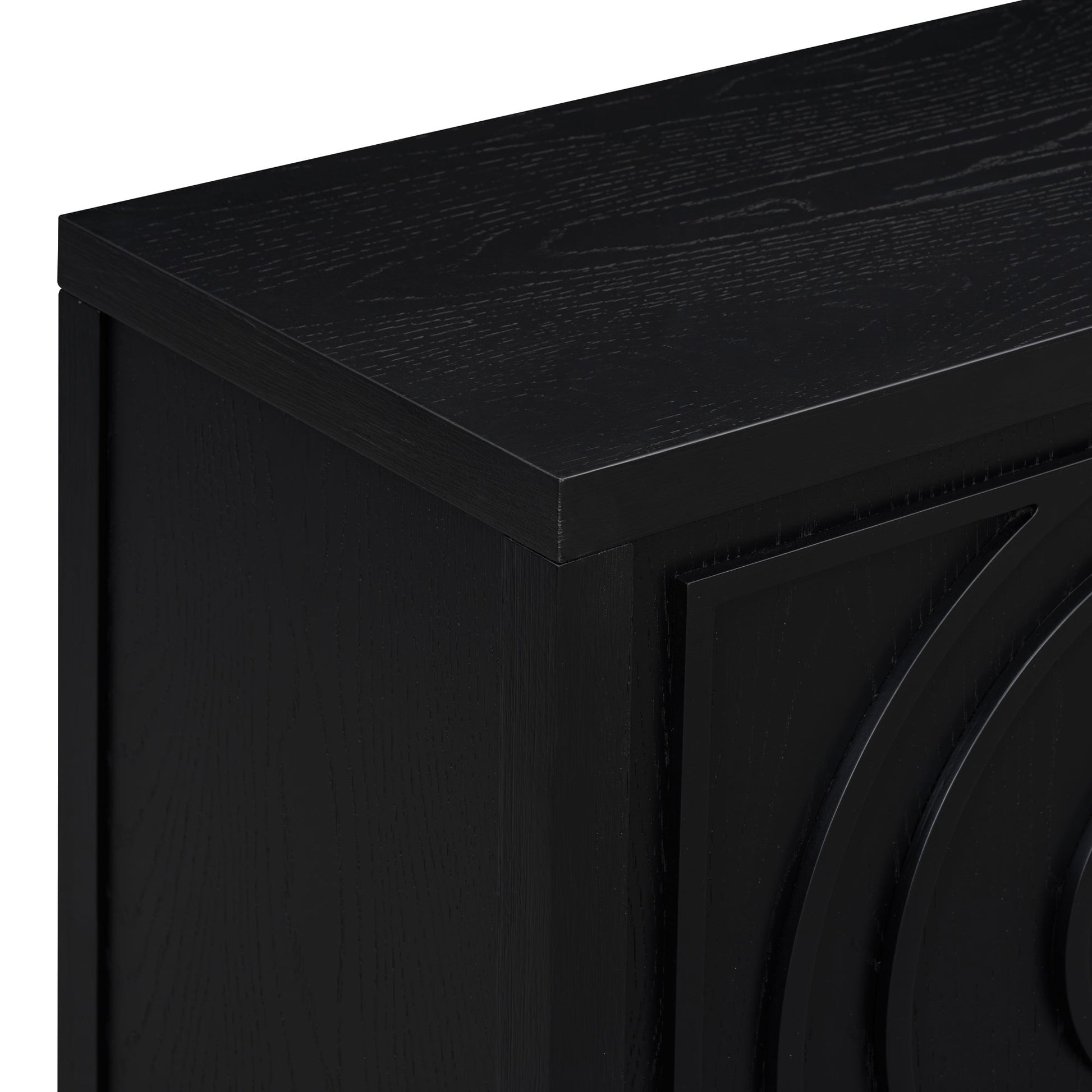 TREXM Retro Sideboard door with Circular Groove Design Round Metal Door Handle for Entrance, Dinning Room, Living Room (Black) - 1st Choice Furniture Direct