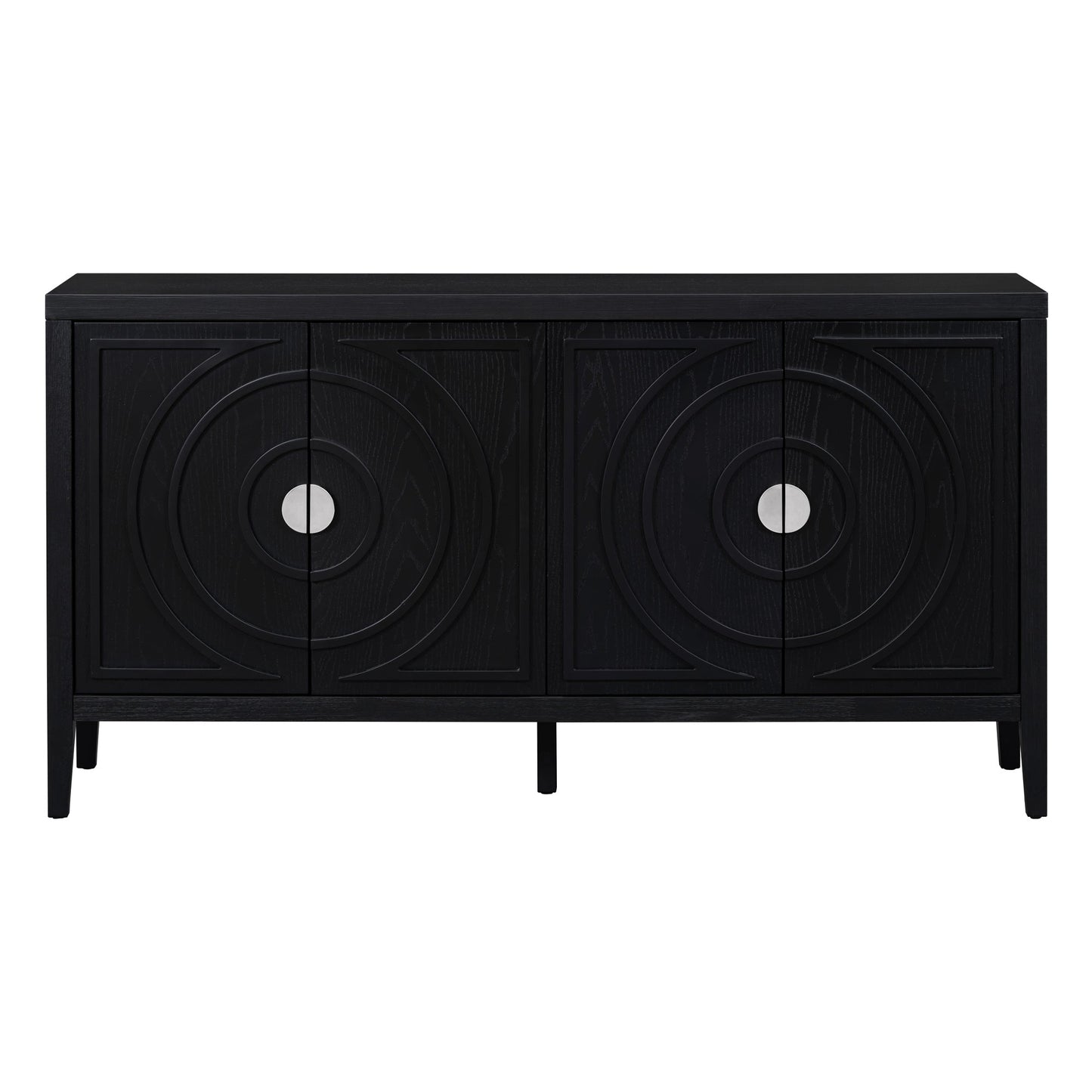 TREXM Retro Sideboard door with Circular Groove Design Round Metal Door Handle for Entrance, Dinning Room, Living Room (Black) - 1st Choice Furniture Direct