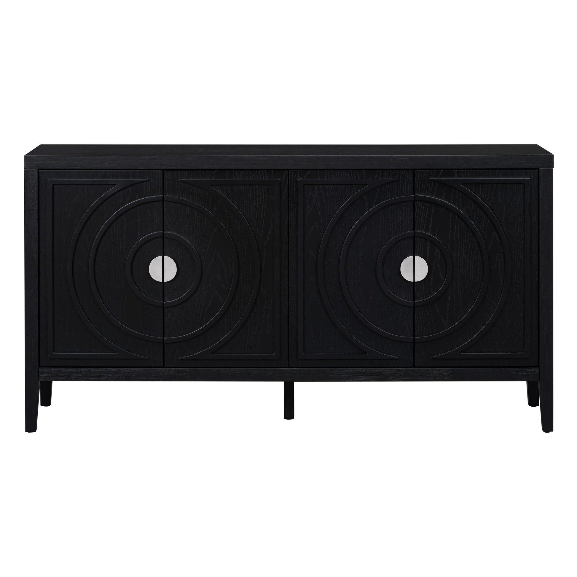TREXM Retro Sideboard door with Circular Groove Design Round Metal Door Handle for Entrance, Dinning Room, Living Room (Black) - 1st Choice Furniture Direct