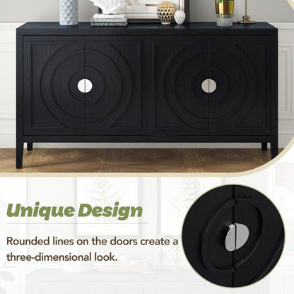 TREXM Retro Sideboard door with Circular Groove Design Round Metal Door Handle for Entrance, Dinning Room, Living Room (Black) - 1st Choice Furniture Direct