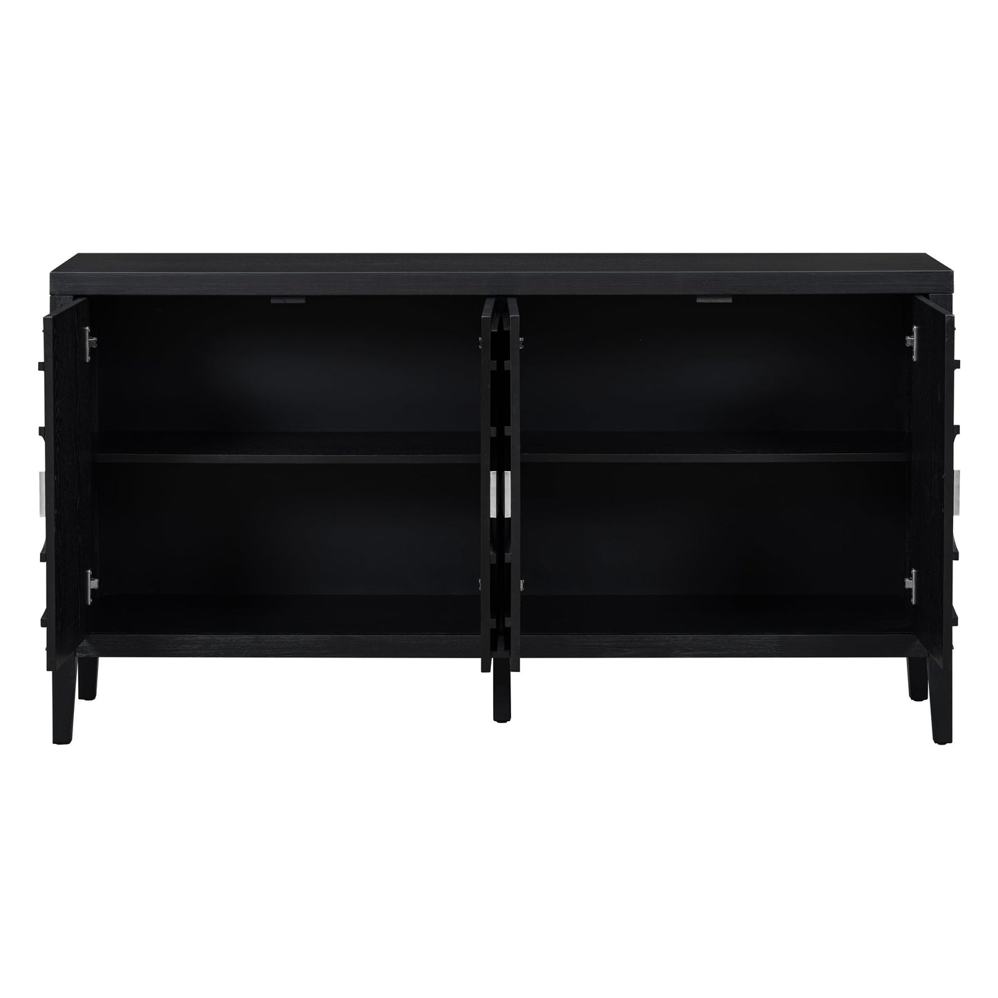 TREXM Retro Sideboard door with Circular Groove Design Round Metal Door Handle for Entrance, Dinning Room, Living Room (Black) - 1st Choice Furniture Direct