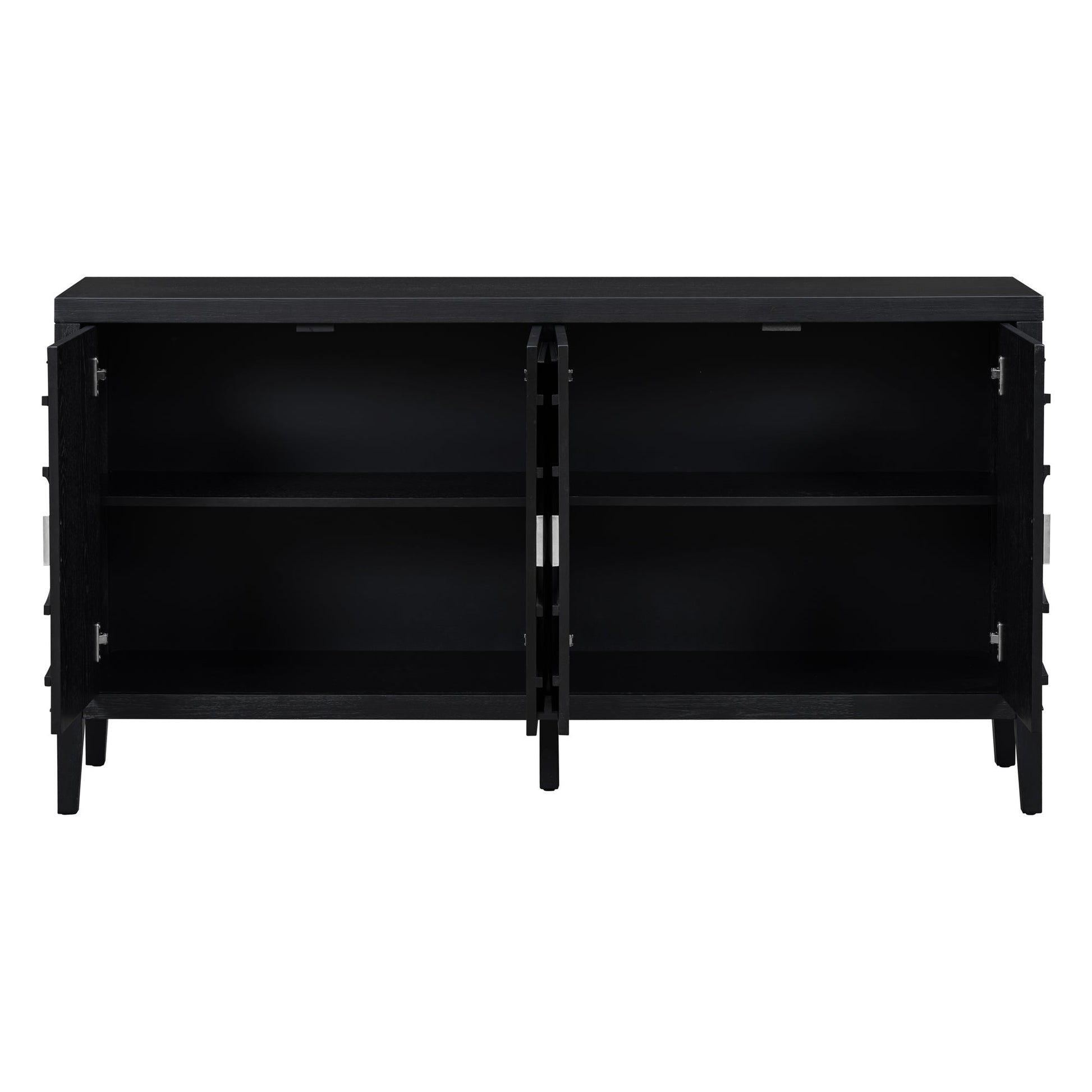 TREXM Retro Sideboard door with Circular Groove Design Round Metal Door Handle for Entrance, Dinning Room, Living Room (Black) - 1st Choice Furniture Direct