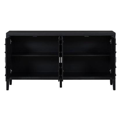 TREXM Retro Sideboard door with Circular Groove Design Round Metal Door Handle for Entrance, Dinning Room, Living Room (Black) - 1st Choice Furniture Direct