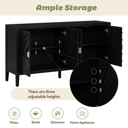 TREXM Retro Sideboard door with Circular Groove Design Round Metal Door Handle for Entrance, Dinning Room, Living Room (Black) - 1st Choice Furniture Direct