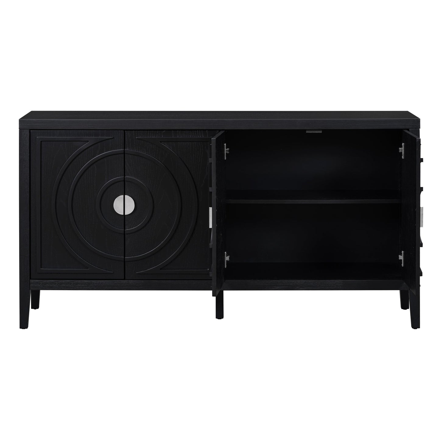 TREXM Retro Sideboard door with Circular Groove Design Round Metal Door Handle for Entrance, Dinning Room, Living Room (Black) - 1st Choice Furniture Direct