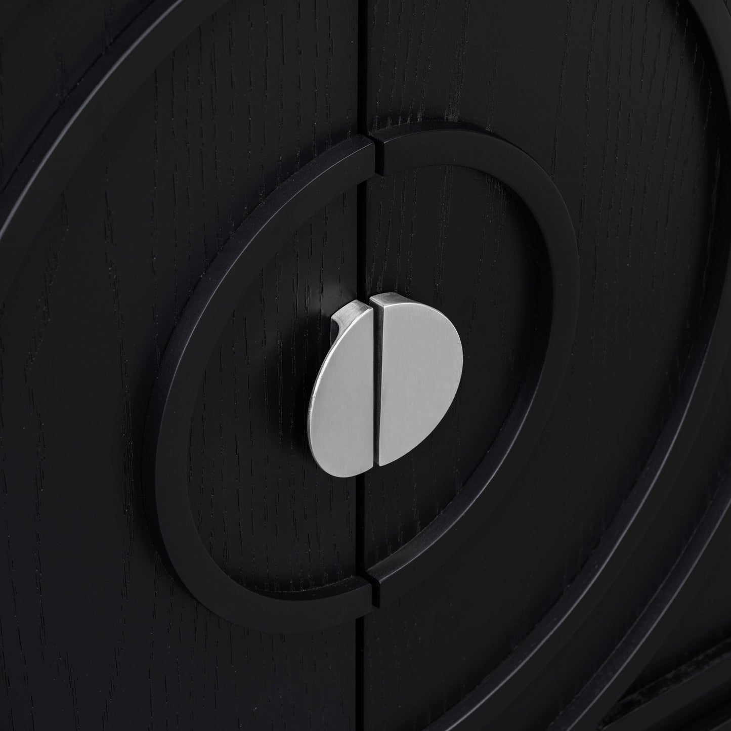 TREXM Retro Sideboard door with Circular Groove Design Round Metal Door Handle for Entrance, Dinning Room, Living Room (Black) - 1st Choice Furniture Direct