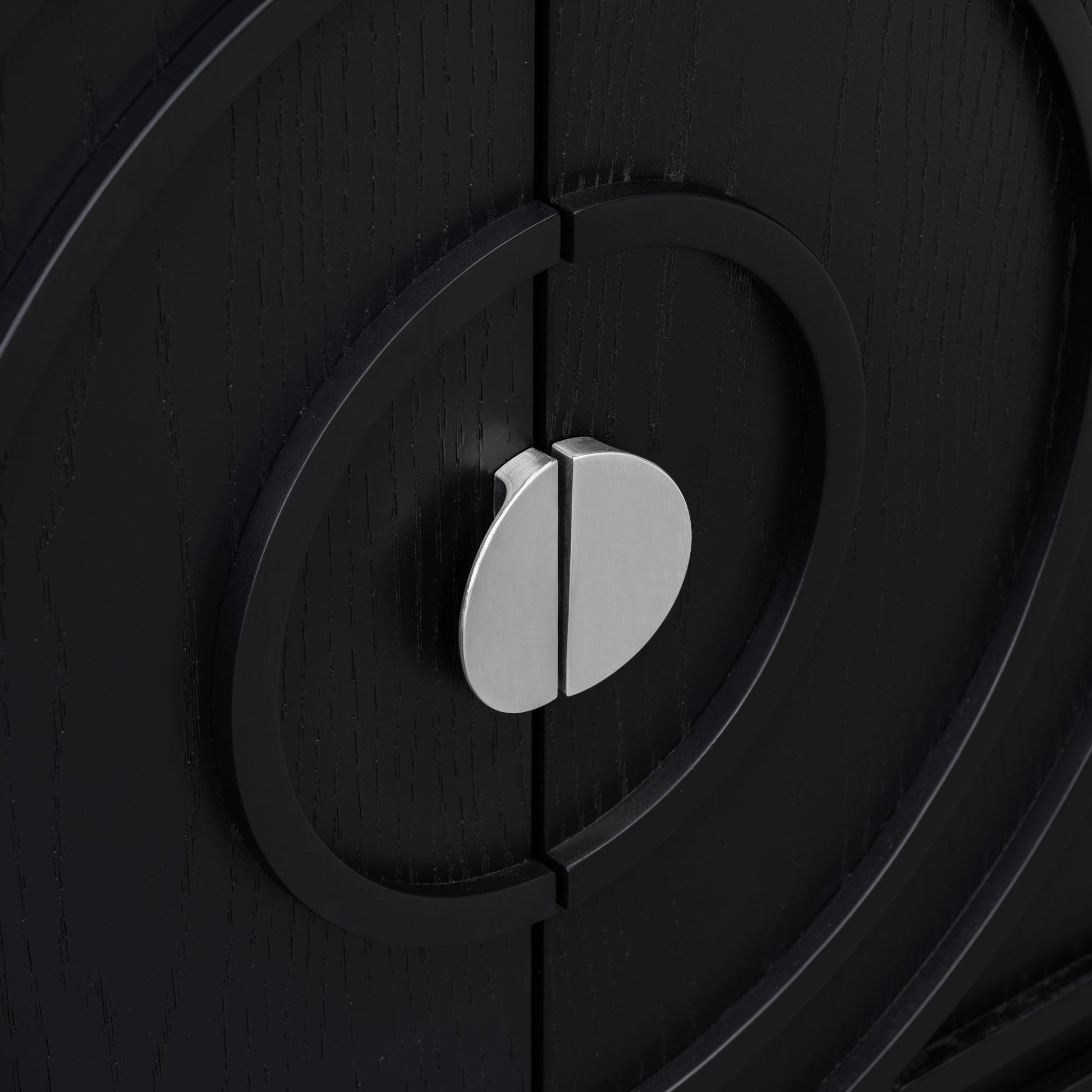 TREXM Retro Sideboard door with Circular Groove Design Round Metal Door Handle for Entrance, Dinning Room, Living Room (Black) - 1st Choice Furniture Direct