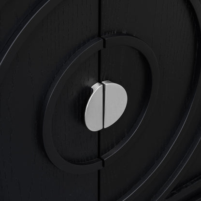 TREXM Retro Sideboard door with Circular Groove Design Round Metal Door Handle for Entrance, Dinning Room, Living Room (Black) - 1st Choice Furniture Direct