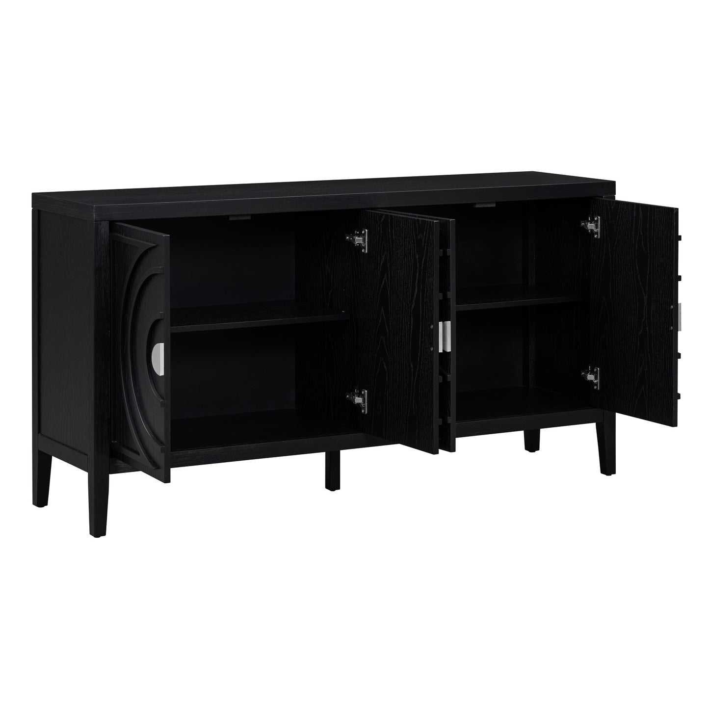 TREXM Retro Sideboard door with Circular Groove Design Round Metal Door Handle for Entrance, Dinning Room, Living Room (Black) - 1st Choice Furniture Direct