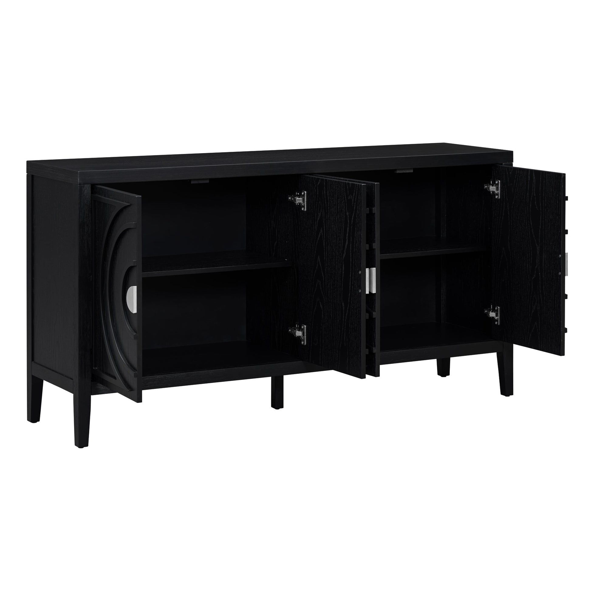 TREXM Retro Sideboard door with Circular Groove Design Round Metal Door Handle for Entrance, Dinning Room, Living Room (Black) - 1st Choice Furniture Direct