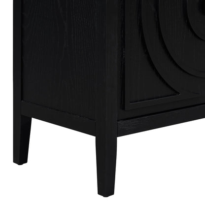 TREXM Retro Sideboard door with Circular Groove Design Round Metal Door Handle for Entrance, Dinning Room, Living Room (Black) - 1st Choice Furniture Direct