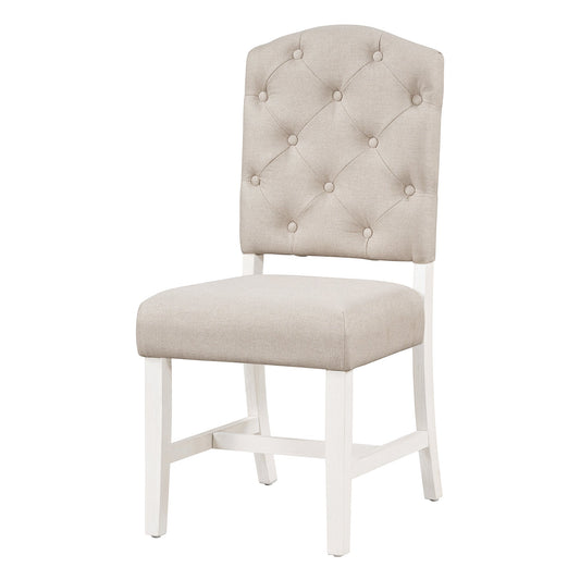 TREXM Retro Style Dining Chair Set with 4 Upholstered Chairs for Dining Room and Living Room (Oak Natural Wood + Off White) - 1st Choice Furniture Direct