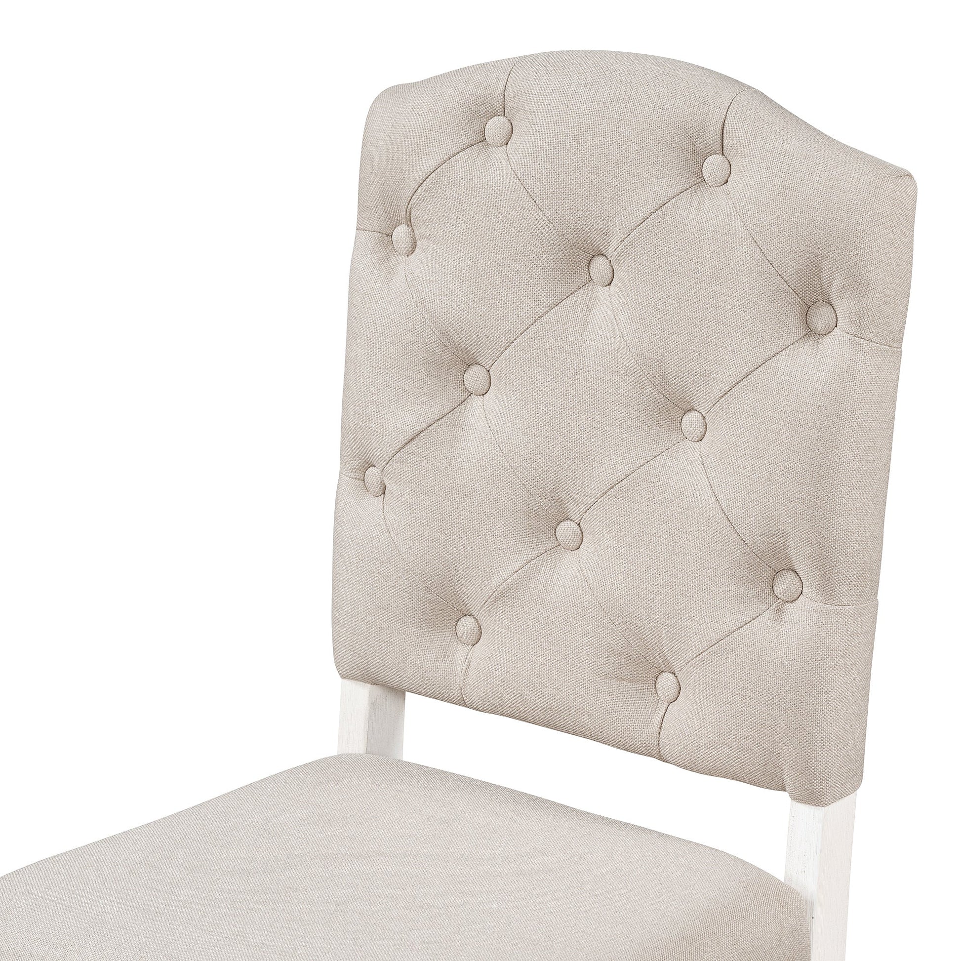 TREXM Retro Style Dining Chair Set with 4 Upholstered Chairs for Dining Room and Living Room (Oak Natural Wood + Off White) - 1st Choice Furniture Direct