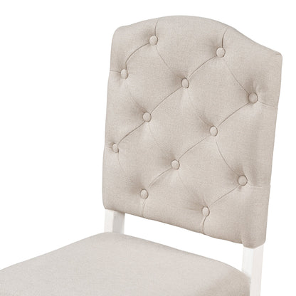 TREXM Retro Style Dining Chair Set with 4 Upholstered Chairs for Dining Room and Living Room (Oak Natural Wood + Off White) - 1st Choice Furniture Direct
