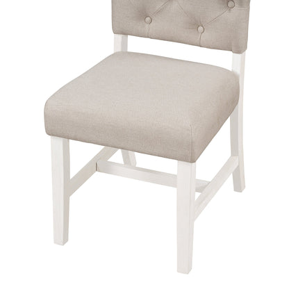 TREXM Retro Style Dining Chair Set with 4 Upholstered Chairs for Dining Room and Living Room (Oak Natural Wood + Off White) - 1st Choice Furniture Direct