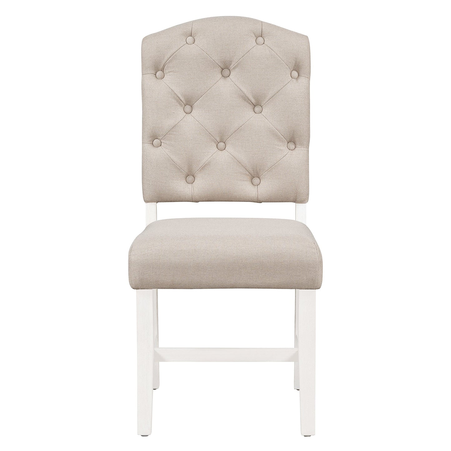 TREXM Retro Style Dining Chair Set with 4 Upholstered Chairs for Dining Room and Living Room (Oak Natural Wood + Off White) - 1st Choice Furniture Direct